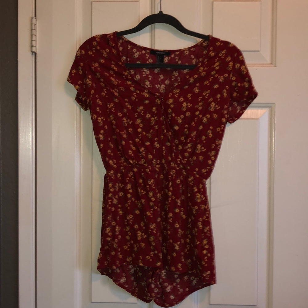 CUTE FLORAL RED ROMPER